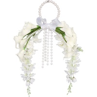 Bouquet de mariée en PU avec perles artificielles et lys Calla, fleurs à tenir à la main pour séances photo, arrangements floraux