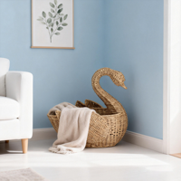Cesta de Seagrass em Forma de Cisne Feita à Mão, Fruteira Rústica para Decoração de Cozinha
