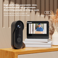 Sonnette de porte intelligente X8, étanche, sans réseau, avec écran intérieur de 4,3 pouces, vision nocturne HD, caméra vidéo sans fil