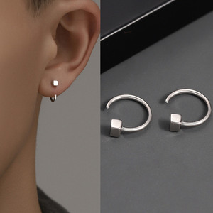 Boucles d'oreilles carrées minimalistes vintage pour adolescents, <span class=keywords><strong>piercing</strong></span> d'<span class=keywords><strong>oreille</strong></span> en cuivre pour femmes, hommes, bijoux unisexes - Product Image 3