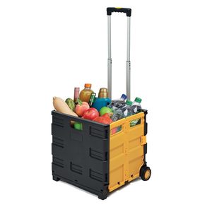 Carrello Pieghevole Giallo e Nero in Plastica 47x38x98 Cm Capacità 35 Kg Carrello Multiuso - Product Image 1