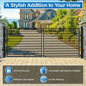 Cancello d'Ingresso a Doppia Anta in Acciaio 18x6 ft, Stile Milano, Griglia in Ferro Battuto Resistente alla Ruggine, Recinzione per Giardino Verniciata a Polvere per Sicurezza Domestica - Product Image 5
