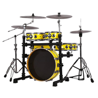 5-piece Full Size Stainless Steel & Steel Traditional Drum Set Professional Musical Instrument with Adjustable Foldable Design