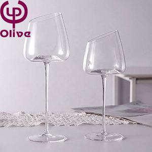 Bar mariage Couple Champagne flamant rose soufflé à la main cristal grande <span class=keywords><strong>tige</strong></span> bouche inclinée Transparent rose couleur vin gobelet verres - Product Image 5