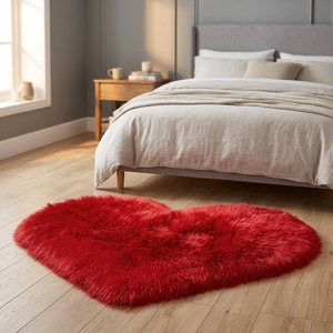 Tappeto a Forma di Cuore Morbido e Soffice in Poliestere Effetto Lana, Misura Personalizzabile per Soggiorno, Camera da Letto e Sala Giochi per Bambini - Product Image 1