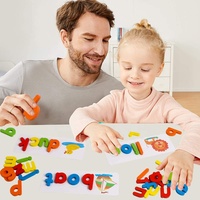 Juguetes de Aprendizaje de Ortografía y Vocabulario, Juegos de Palabras, Rompecabezas de Letras, Tarjetas de Memoria, Bloques de Alfabeto de Madera para Niños