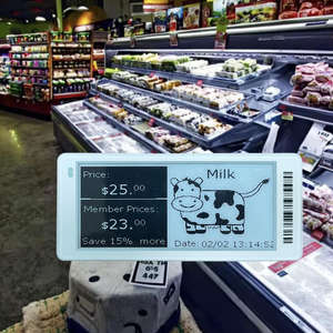 Nuevas llegadas: ESL de papel electrónico en blanco y negro de alta visibilidad de 2.13 pulgadas y 2.4 GHz personalizado para congeladores y estantes de supermercado gestionados en la nube - Product Image 1