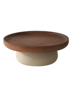 Support à gâteau en bois d'acacia avec cloche en verre, piédestal en céramique rustique, petit et grand dôme de service pour desserts et pâtisseries, idéal pour café et buffet