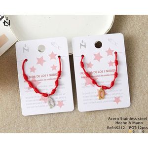 Pulsera de Nudo de Siete Estrellas, Hilo Rojo, Acero Inoxidable, Amuleto de Protección Hecho a Mano, Joyería de Moda Unisex, Regalo - Product Image 1