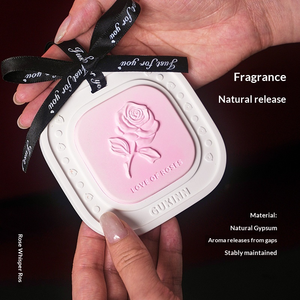 น้ำหอมปรับอากาศในรถยนต์ กลิ่นกุหลาบ แบบแขวน ทำจากเซรามิกยิปซัม ชุดของขวัญหินอโรมาเธอราพี - Product Image 6