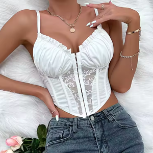 Soutien-gorge corset sexy en dentelle avec armatures et baleines pour femme, bustier respirant et ajusté, style diamant, dévoilant le nombril, pour un look de fille sexy. - Product Image 6