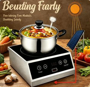 Table <span class=keywords><strong>de</strong></span> <span class=keywords><strong>cuisson</strong></span> à induction solaire DC 24V 30Ah avec batterie intégrée, 600W, en acier inoxydable, portable, pour extérieur, camping-car, urgence, avec minuterie - Product Image 6
