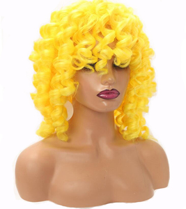 Giá Bán Buôn Tóc Giả Nữ Cosplay Tóc Xoăn Tự Nhiên Với Bangs Màu Vàng Điều Chỉnh Kích Thước Tóc Giả Toàn Bộ Tổng Hợp Châu Phi - Product Image 2