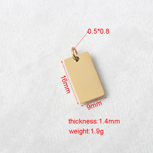 Werks bedarf 18 Karat vergoldeter Spiegel aus poliertem Edelstahl DIY Make Custom Logo Tag Rechteck Anhänger - Product Image 6