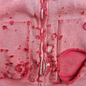 Sudadera con capucha personalizada para hombre, efecto desgastado, descolorida por el sol, lavado ácido, algodón grueso 450GSM, con cremallera, estilo vintage, oversize, streetwear. - Product Image 2