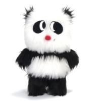 Peluche Panda Mignon Debout aux Poils Longs, Grandes Yeux de Dessin Animé, Nez Rouge, Design Personnalisé, Jouet en Peluche pour Enfants, Cadeau