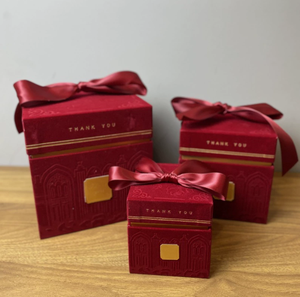 Boîte cadeau artisanale rouge champagne pour mariage, anniversaire, banquet, livraison directe d'usine, avec nœud. - Product Image 3