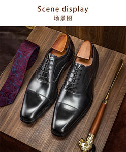 Chaussures habillées Oxford pour homme en cuir de vache véritable faites à la main de haute qualité, à lacets, à bout pointu, respirantes, pour l'été et les mariages - Product Image 6
