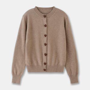 कोरियन शैली दिल बटन एकल ब्रेस्टेड शॉर्ट कार्डिगन स्वेटर जो गर्दन लंबी आस्तीन महिला पतली बुना हुआ जैकेट स्वेटर - Product Image 4