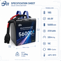 Batterie de drone semi-solide haute altitude XINGTO 2026 HotSale 18S 56000mAh 66.6V 320Wh/kg 10C pour opération en plateau, pack lourd