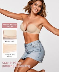 Soutiens-<span class=keywords><strong>gorge</strong></span> push-up <span class=keywords><strong>sans</strong></span> <span class=keywords><strong>bretelles</strong></span> pour femmes, rembourrés, décolleté <span class=keywords><strong>plongeant</strong></span> en U, halter, antidérapants, <span class=keywords><strong>sans</strong></span> coutures - Product Image 2