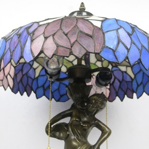 LongHuiJing Tiffany Style Memmaid Belle Pedestal Table Lamp - Handcrafted 16Inch Stained Glass 2 <b>Light</b> Table Lamp - Product Image 4