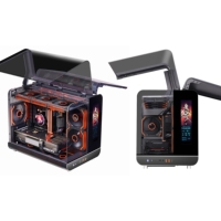 Nouvelle boîte de jeu Mid-Tower au design incurvé en verre, vue panoramique à 360 degrés, panneau latéral vitré, compatible MicroATX