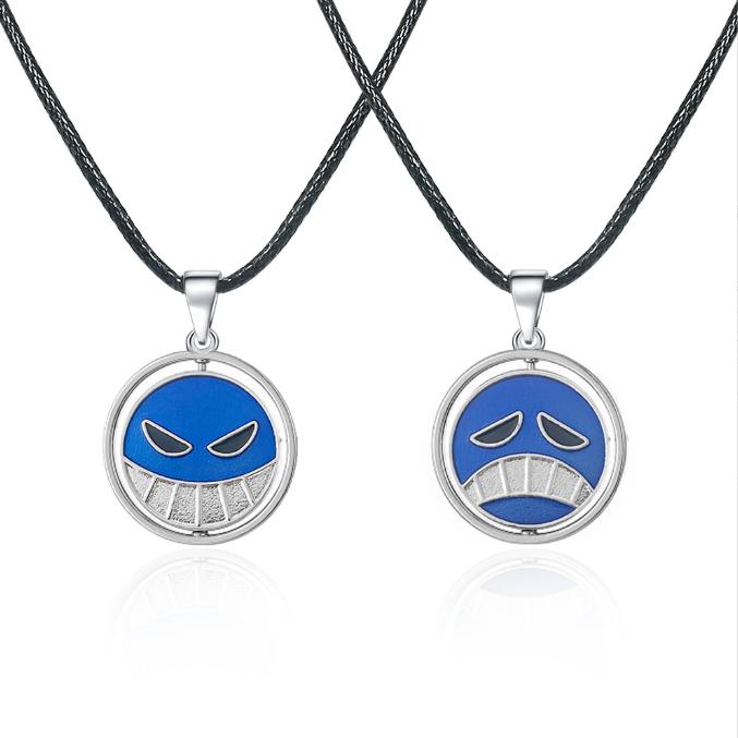 Anime Ace Necklace for Women Men Metal Rotating Pendant