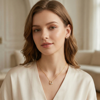 Parure de bijoux fantaisie en argent sterling 925 plaqué or 18 carats avec boucles d'oreilles et collier en moissanite en forme de U pour femmes et jeunes filles