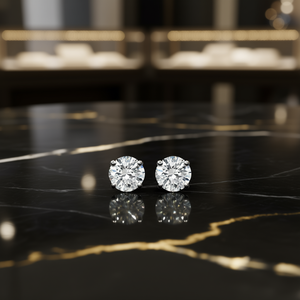 E1376 Orecchini di diamanti da 4 mm con taglio rotondo brillante, colore bianco naturale, gioielli classici da donna - Product Image 2