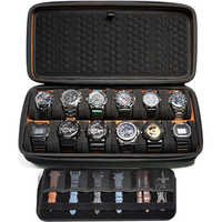Étui de rangement pour montres à 12 emplacements avec logo personnalisé, inserts intérieurs double couche, pochette rigide pour bracelets de montres connectées