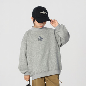 <span class=keywords><strong>Sweat</strong></span>-shirt à col rond pour enfants Mountain Boy, hiver 2025, en coton mélangé teint en pièce, doublé en polaire, manches longues, couleur unie, tendance - Product Image 1
