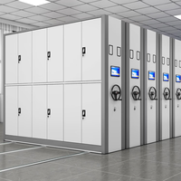 Étagère mobile compacte à double commande (volant et moteur) avec écran numérique, armoire de rangement intelligente en acier pour archives