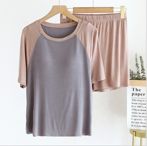 Nuovo Pigiama <span class=keywords><strong>in</strong></span> <span class=keywords><strong>Modal</strong></span> con Colori Patchwork per Tempo Libero, Esterno e Casa, Set Pigiama da Donna - Product Image 4
