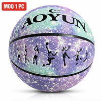 Ballon de basketball phosphorescent tailles 4/5/6 & 7, motif étoile galaxie, pour intérieur/extérieur, en PU durable, avec grip, logo personnalisé, vente en gros OEM