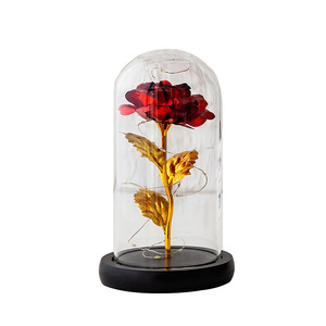 Flor Eterna con Cubierta de Cristal, Rosa con Lámina Dorada, Regalo para el Día de la Madre, San Valentín, Navidad, Decoración Creativa - Product Image 2