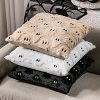 Housse de coussin décorative en peluche brodée pour Halloween