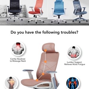 Chaise de bureau exécutive ergonomique moderne pivotante en tissu maillé intégral avec appui-tête réglable et fonction rotative pour cadres - Product Image 3