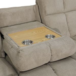 Ensemble de canapés inclinables 3 places en velours côtelé beige pour salon - Product Image 3