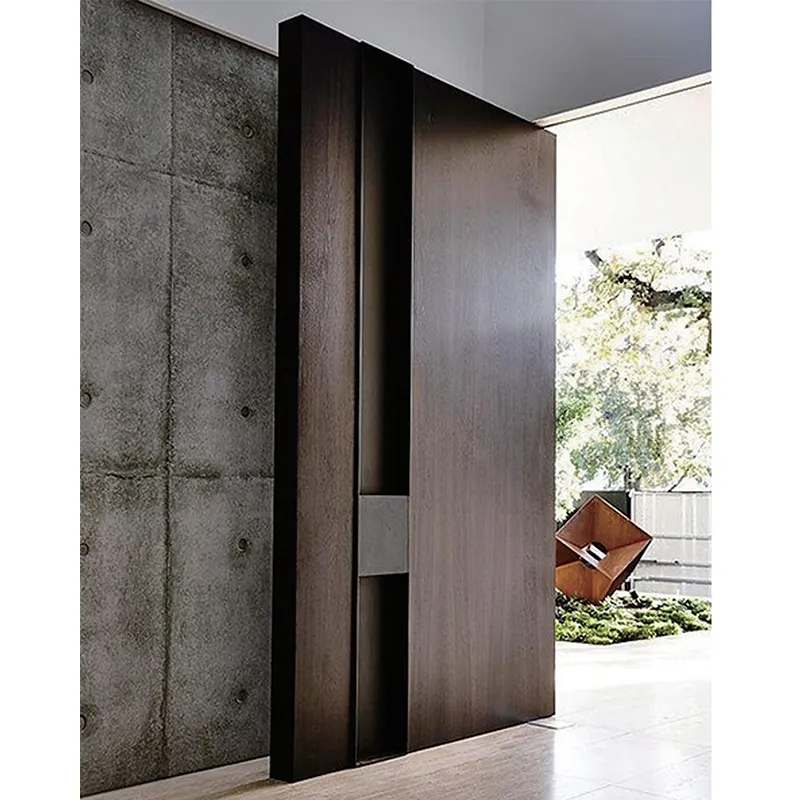 モダンな家のための新しい外装高級スチールメタル木製ピボットエントリーフロントドア
