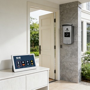 Système d'interphone WIFI 7 pouces avec caméra 1080P, <span class=keywords><strong>vue</strong></span> de caméra à <span class=keywords><strong>120</strong></span> degrés, consommation ≤2W, <span class=keywords><strong>1</strong></span> câble Ethernet, accessoire - Product Image 1