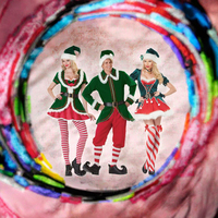Costume de Père Noël de luxe pour adulte, déguisement d'elfe de Noël vert pour couple, cosplay pour carnaval, fête du Nouvel An, déguisement