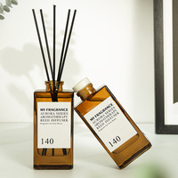 Diffuseur de parfum d'ambiance carré en verre ambré de haute qualité 140 ml avec bouchon en liège