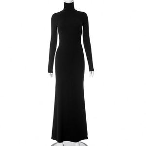 Nouvelle robe décontractée à <span class=keywords><strong>col</strong></span> <span class=keywords><strong>montant</strong></span>, manches longues, coupe ajustée, queue de poisson, couleur unie, <span class=keywords><strong>t</strong></span>-<span class=keywords><strong>shirt</strong></span> pour femmes - Product Image 5