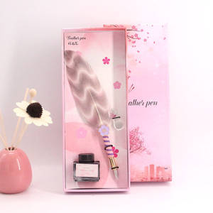 Ensemble de stylos plume mignons avec logo personnalisé, stylo plume fantaisie en métal et stylo à tremper pour étudiants, pointe bille 0,5 mm, idéal pour les cadeaux d'anniversaire ou de fêtes - Product Image 2