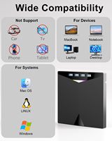 7-in-1 External CD/DVD Drive 24X CD Burner 8X DVD Writer, USB 3.0 Portable Optical Drive with 4-Port Hub & SD/TF Card Reader