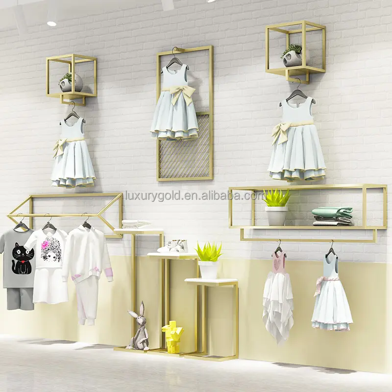 Kids Clothes Store Innen architektur Kinder bekleidung Wand Display Rack Showroom Kleidung Display Stand