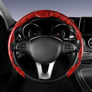 Funda para volante de cuero de grano de madera de melocotón para coches todas las estaciones Universal verano antideslizante medio conjunto decoración de tarjetas - Product Image 2