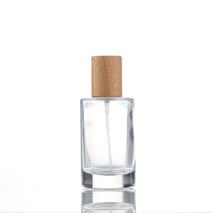 Round Empty Clear Fragrance Glass <strong>Perfume</strong> <strong>Bottle</strong> 30ml 50ml <strong>Perfume</strong> Spray Glass <strong>Bottles</strong> with Wooden Cap - Product Image 5