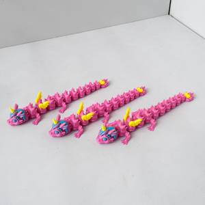 Vashine Drago Unicorno Divertente Stampato in 3D, Drago Rosa Flessibile in Cristallo, Decorazione Colorata per Bambini, Giocattoli Action Figure 3D - Product Image 5